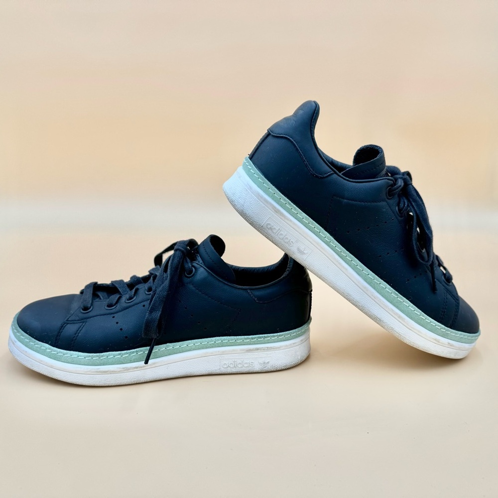 Adidas Stan Smith Sz 6 Bold Black Mint Women's Athletic Shoes BD8067 Sneakers